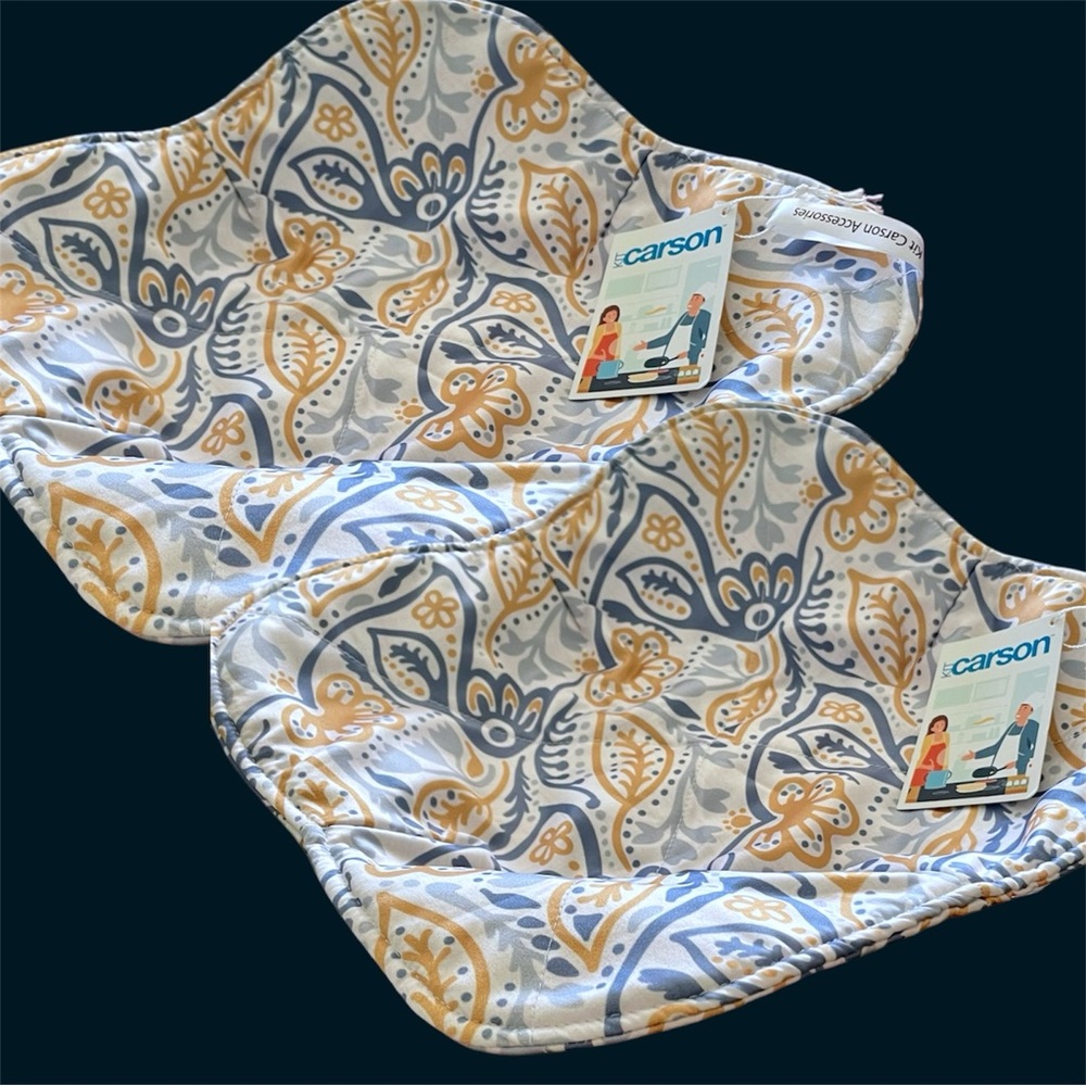 Pair/2 NEW XL 12” Kit Carson Dish Cozy Microwave Casserole Bowl Mats Lovely
